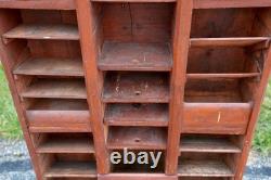 Antique Apothecary Cabinet Schoolhouse Wood Cubby Drawer Slot Whisky Crate Vtg