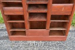 Antique Apothecary Cabinet Schoolhouse Wood Cubby Drawer Slot Whisky Crate Vtg