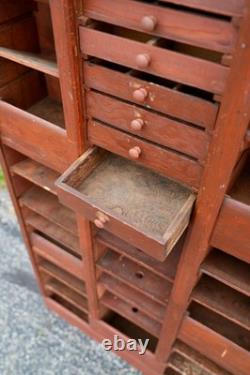 Antique Apothecary Cabinet Schoolhouse Wood Cubby Drawer Slot Whisky Crate Vtg
