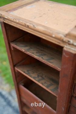 Antique Apothecary Cabinet Schoolhouse Wood Cubby Drawer Slot Whisky Crate Vtg