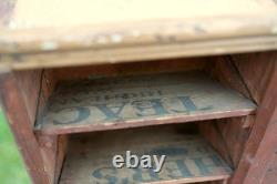 Antique Apothecary Cabinet Schoolhouse Wood Cubby Drawer Slot Whisky Crate Vtg