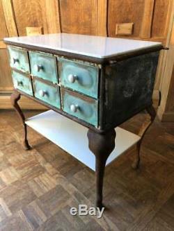 Antique Apothecary Cabinet With Milk Glass, Small Medical Cabinet Table