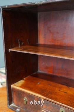 Antique Apothecary Cabinet Wood Drawer Shelf Organizer Vintage Counter Display
