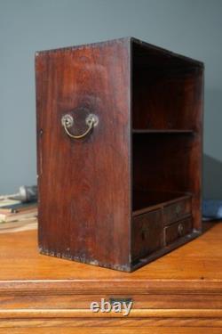 Antique Apothecary Cabinet Wood Drawer Shelf Organizer Vintage Counter Display