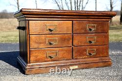 Antique Apothecary Cabinet Wood drawer File Box Document Map Cabinet industrial