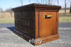 Antique Apothecary Cabinet Wood drawer File Box Document Map Cabinet industrial