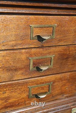 Antique Apothecary Cabinet Wood drawer File Box Document Map Cabinet industrial