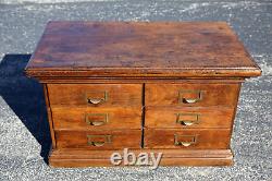 Antique Apothecary Cabinet Wood drawer File Box Document Map Cabinet industrial