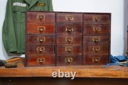 Antique Apothecary Cabinet Wood drawer vintage industrial jewelry tool box