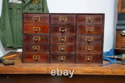 Antique Apothecary Cabinet Wood drawer vintage industrial jewelry tool box