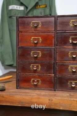 Antique Apothecary Cabinet Wood drawer vintage industrial jewelry tool box