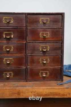 Antique Apothecary Cabinet Wood drawer vintage industrial jewelry tool box