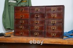 Antique Apothecary Cabinet Wood drawer vintage industrial jewelry tool box