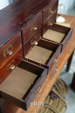 Antique Apothecary Cabinet Wood drawer vintage industrial jewelry tool box