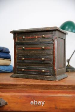 Antique Apothecary Cabinet industrial vintage watchmaker Jewelry chest folk art