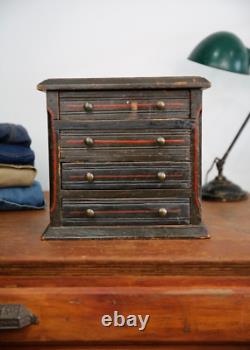 Antique Apothecary Cabinet industrial vintage watchmaker Jewelry chest folk art