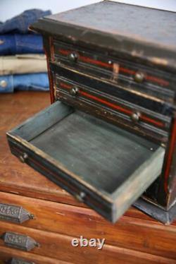 Antique Apothecary Cabinet industrial vintage watchmaker Jewelry chest folk art