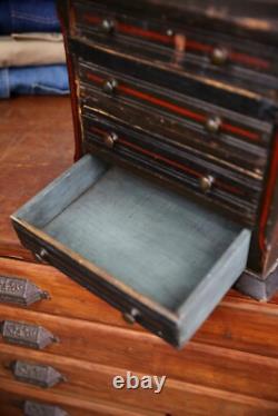 Antique Apothecary Cabinet industrial vintage watchmaker Jewelry chest folk art
