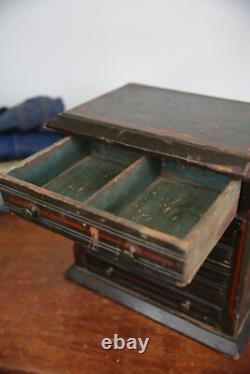 Antique Apothecary Cabinet industrial vintage watchmaker Jewelry chest folk art