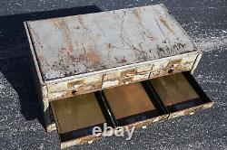 Antique Apothecary Cabinet metal File Box industrial brass drawer pulls tool box