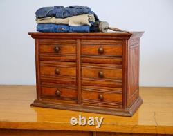 Antique Apothecary Cabinet watchmaker wood drawer brass knob Chest vintage