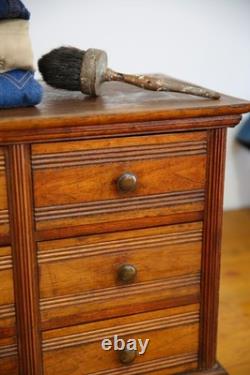 Antique Apothecary Cabinet watchmaker wood drawer brass knob Chest vintage