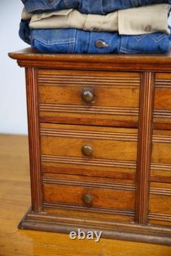 Antique Apothecary Cabinet watchmaker wood drawer brass knob Chest vintage
