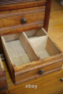 Antique Apothecary Cabinet watchmaker wood drawer brass knob Chest vintage