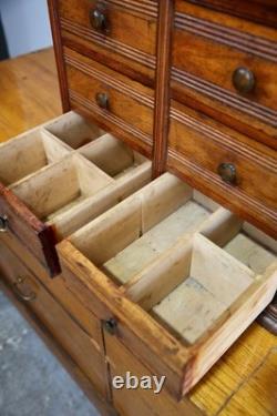 Antique Apothecary Cabinet watchmaker wood drawer brass knob Chest vintage