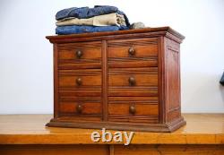 Antique Apothecary Cabinet watchmaker wood drawer brass knob Chest vintage