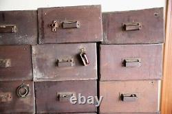 Antique Apothecary Cabinet wood Drawers Dovetail hardware lot for Parts Repair