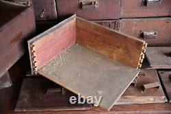 Antique Apothecary Cabinet wood Drawers Dovetail hardware lot for Parts Repair