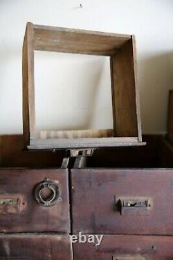 Antique Apothecary Cabinet wood Drawers Dovetail hardware lot for Parts Repair