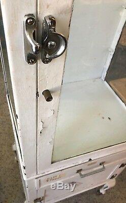 Antique Apothecary Dentist Doctors Cabinet White Painted Metal READ