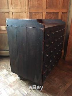 Antique Apothecary Drawer Unit, Hardware Store Parts Cabinet With Casters