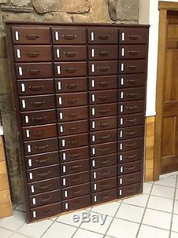 Antique Apothecary Mahogany Cabinet, 52 drawers