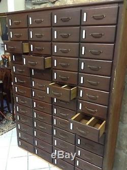 Antique Apothecary Mahogany Cabinet, 52 drawers