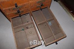 Antique Apothecary Recipe File Library Card Wooden Cabinet 20 Drawer Industrial