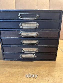 Antique Apothecary / Watchmaker / Typesetter / Wood 6 Drawer Vintage Cabinet