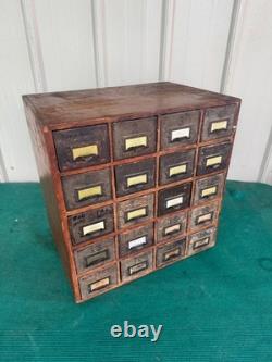 Antique Apothecary Wood Cabinet Bin Nuts, Bolts, Screws 20 Drawers 17x12x17