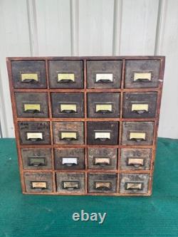 Antique Apothecary Wood Cabinet Bin Nuts, Bolts, Screws 20 Drawers 17x12x17