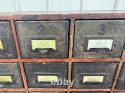 Antique Apothecary Wood Cabinet Bin Nuts, Bolts, Screws 20 Drawers 17x12x17