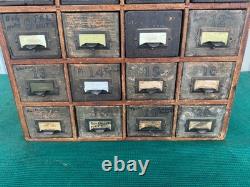 Antique Apothecary Wood Cabinet Bin Nuts, Bolts, Screws 20 Drawers 17x12x17