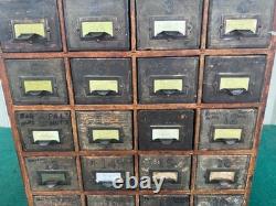 Antique Apothecary Wood Cabinet Bin Nuts, Bolts, Screws 20 Drawers 17x12x17