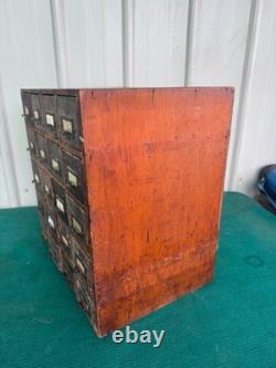 Antique Apothecary Wood Cabinet Bin Nuts, Bolts, Screws 20 Drawers 17x12x17