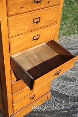 Antique Apothecary cabinet wood map document file box industrial brass pulls