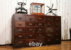 Antique Apothecary drawer cabinet counter Wood card catalog storage file box