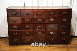 Antique Apothecary drawer cabinet counter Wood card catalog storage file box