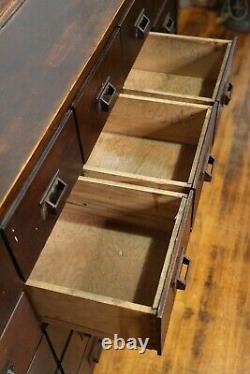 Antique Apothecary drawer cabinet counter Wood card catalog storage file box