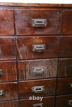 Antique Apothecary drawer cabinet counter Wood card catalog storage file box